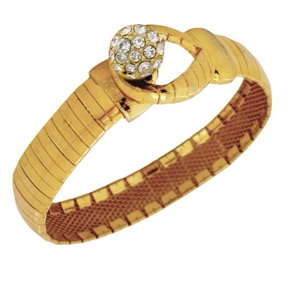 VINTAGE • Gold Crystal Accent Bracelet - Picture 1 of 5